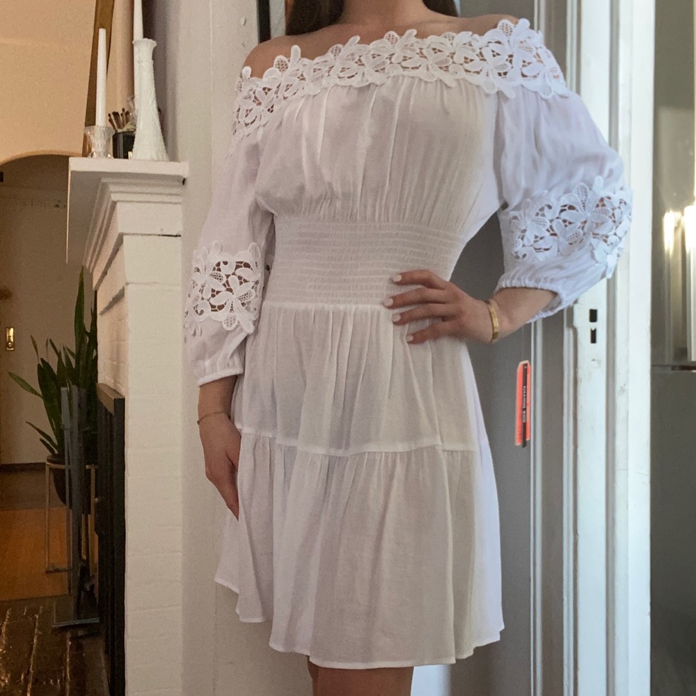 White Embellished Dress Sz S NWT